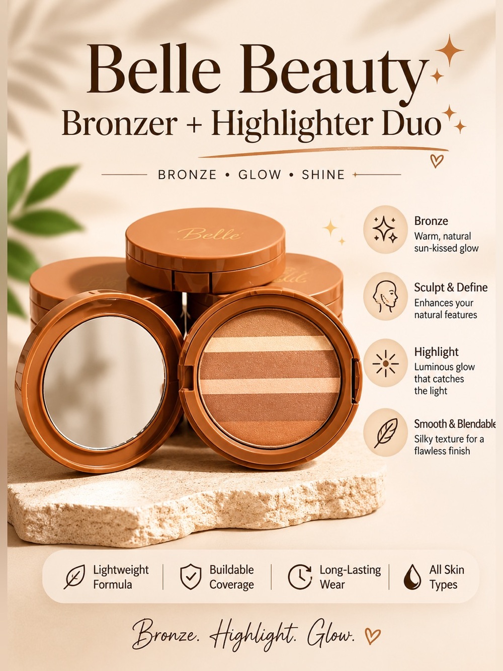 ✨ Belle Beauty Bronzer + Highlighter Duo ✨ Ray of Sunshine